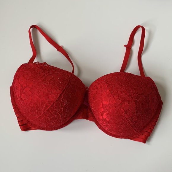 38 DDD La Senza Red Lace Beyond Sexy Classic Plunge Push-Up Bra - Picture 2 of 9
